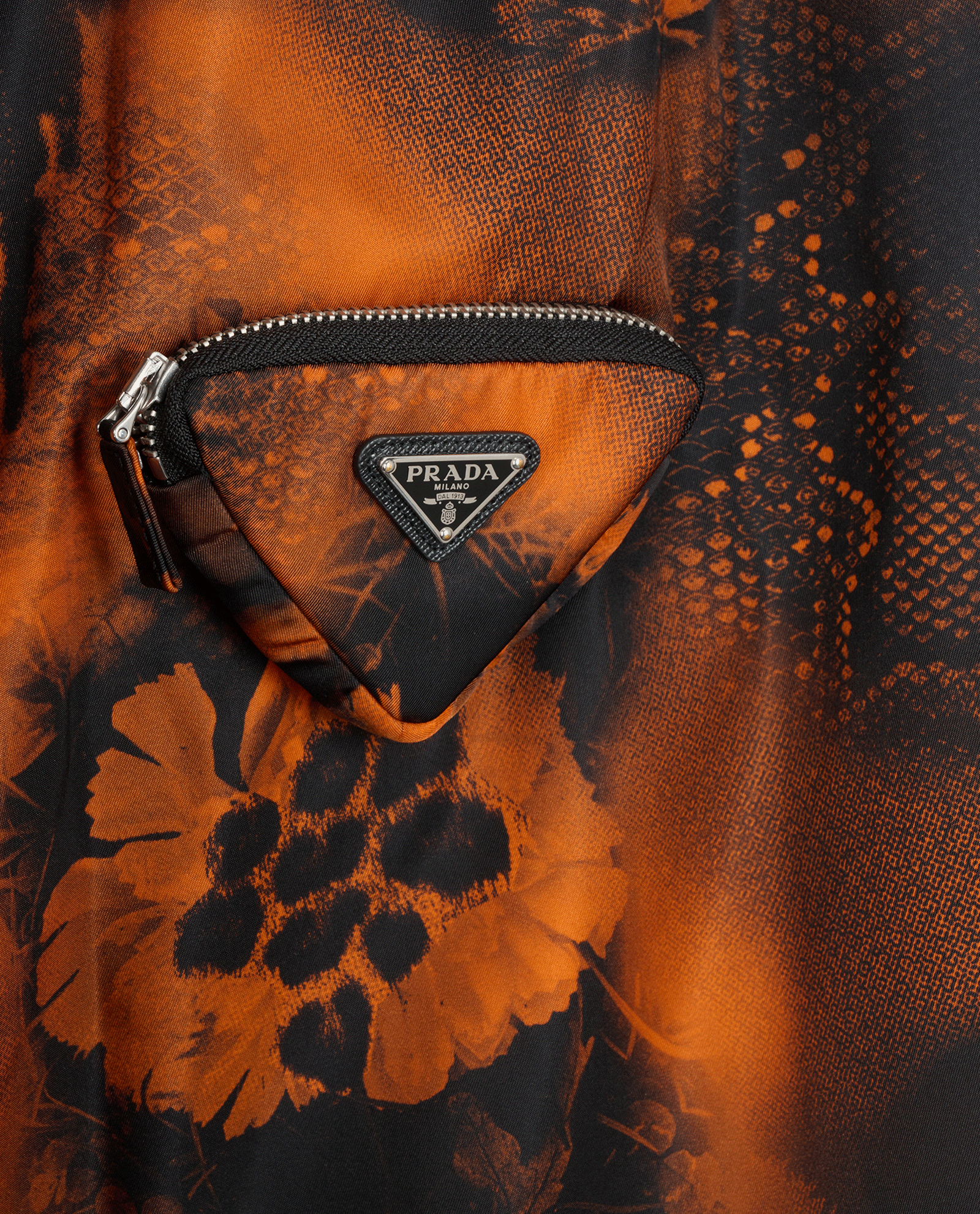 Prada Belted Jacket, &pound;495, Clothing, Black/Orange, Polyester (Polymer), Other view