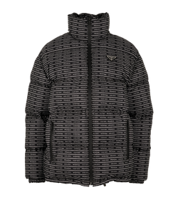Prada Logo Puffer, Down, Black/White, UK6, 3*