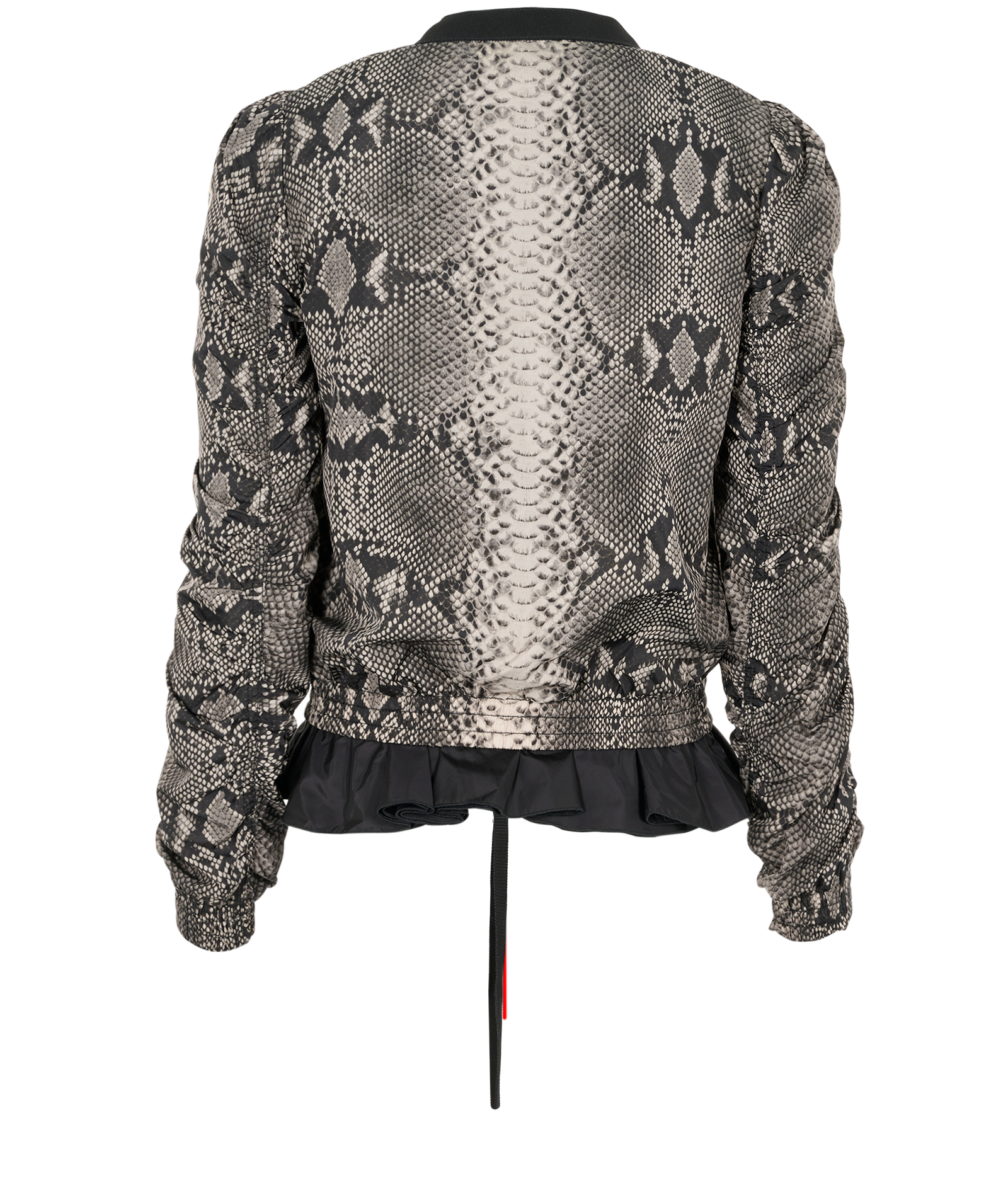 Moncler Snakeskin Print Ruched Zip-Up Jacket, &pound;390, Clothing, Grey, Polyester Mix, Back view
