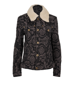 Versace Barocco Denim Jacket, Cotton, Black, UK12, 3*