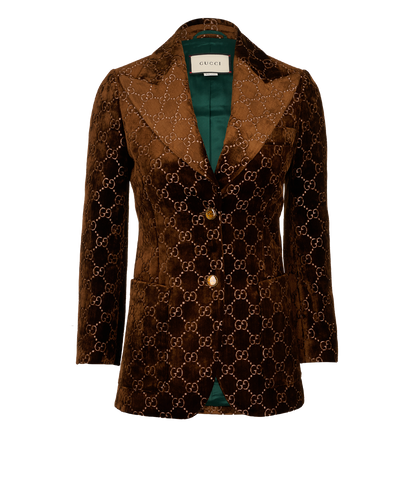 Gucci GG Velvet Blazer, &pound;850, Clothing, Brown, Velvet/Viscose, Front view