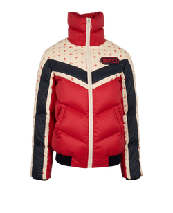 Gucci 2018 Floral Printed Puffer Jacket, Feather/Down, Red, UK 4, 3*