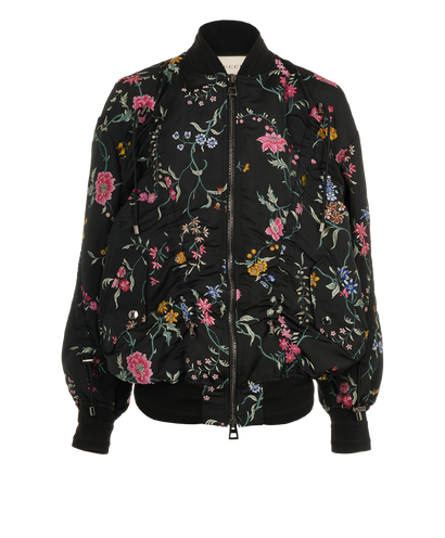 Christian Dior Embroidered Floral Bomber Jacket, &pound;450, Clothing, Black, Polyester (Polymer), Front view