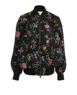 Christian Dior Embroidered Floral Bomber Jacket, Poly, Black, Sz M, 2*