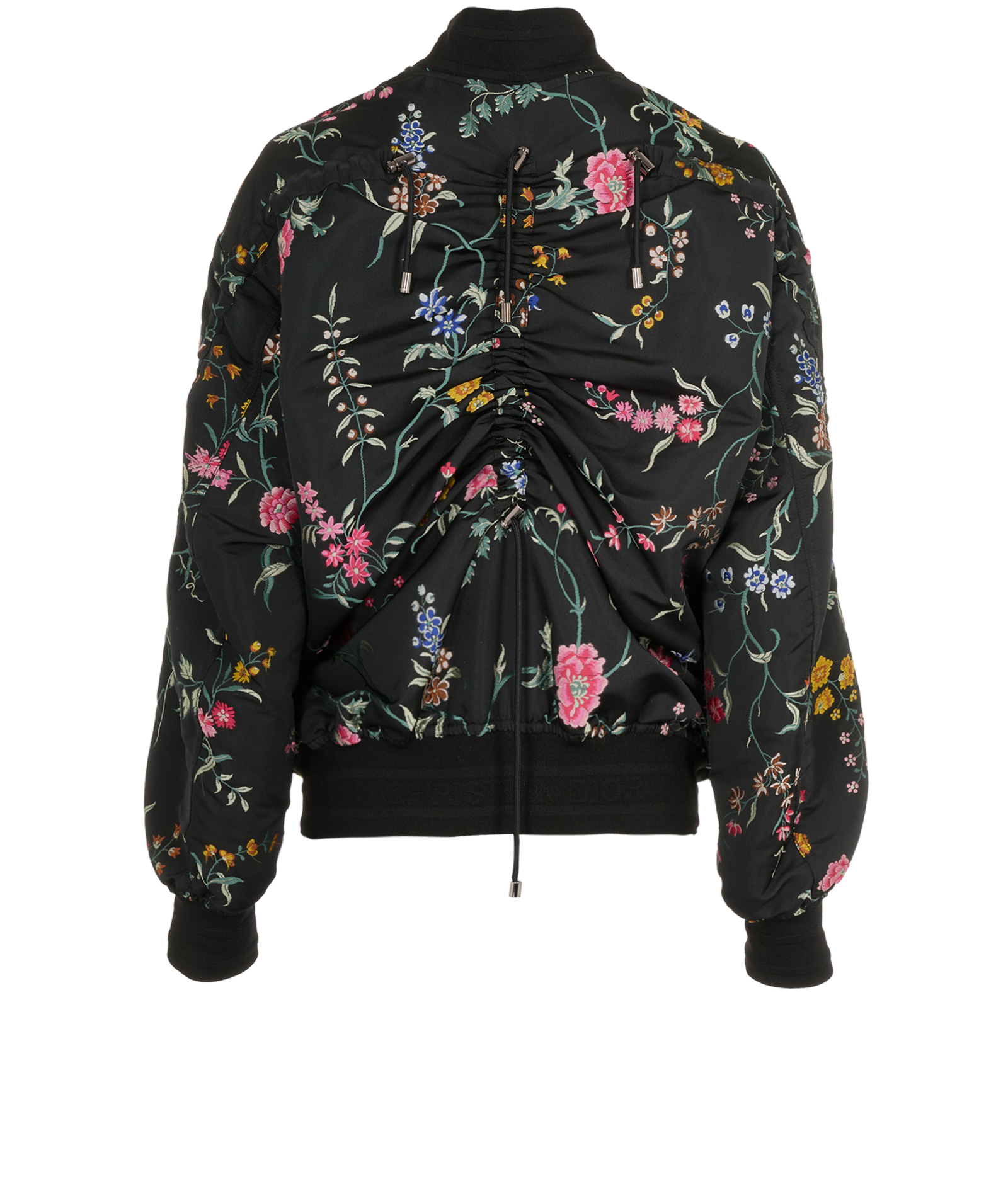 Christian Dior Embroidered Floral Bomber Jacket, &pound;450, Clothing, Black, Polyester (Polymer), Back view