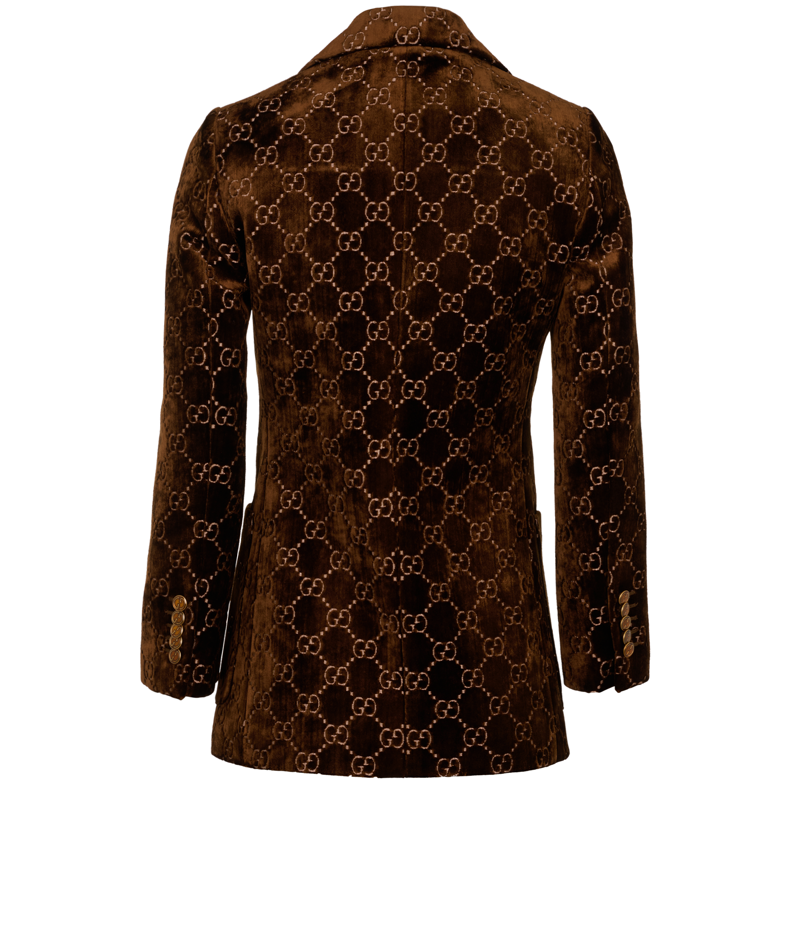 Gucci GG Single Breasted Blazer, &pound;995, Clothing, Brown, Velvet, Back view