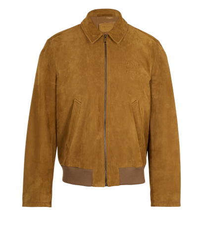 Prada Logo Jacket, &pound;2,200, Clothing, Brown, Suede, Front view