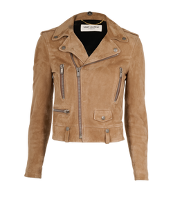 Saint Laurent L1 Biker Jacket, Suede, Beige, UK8, 3*