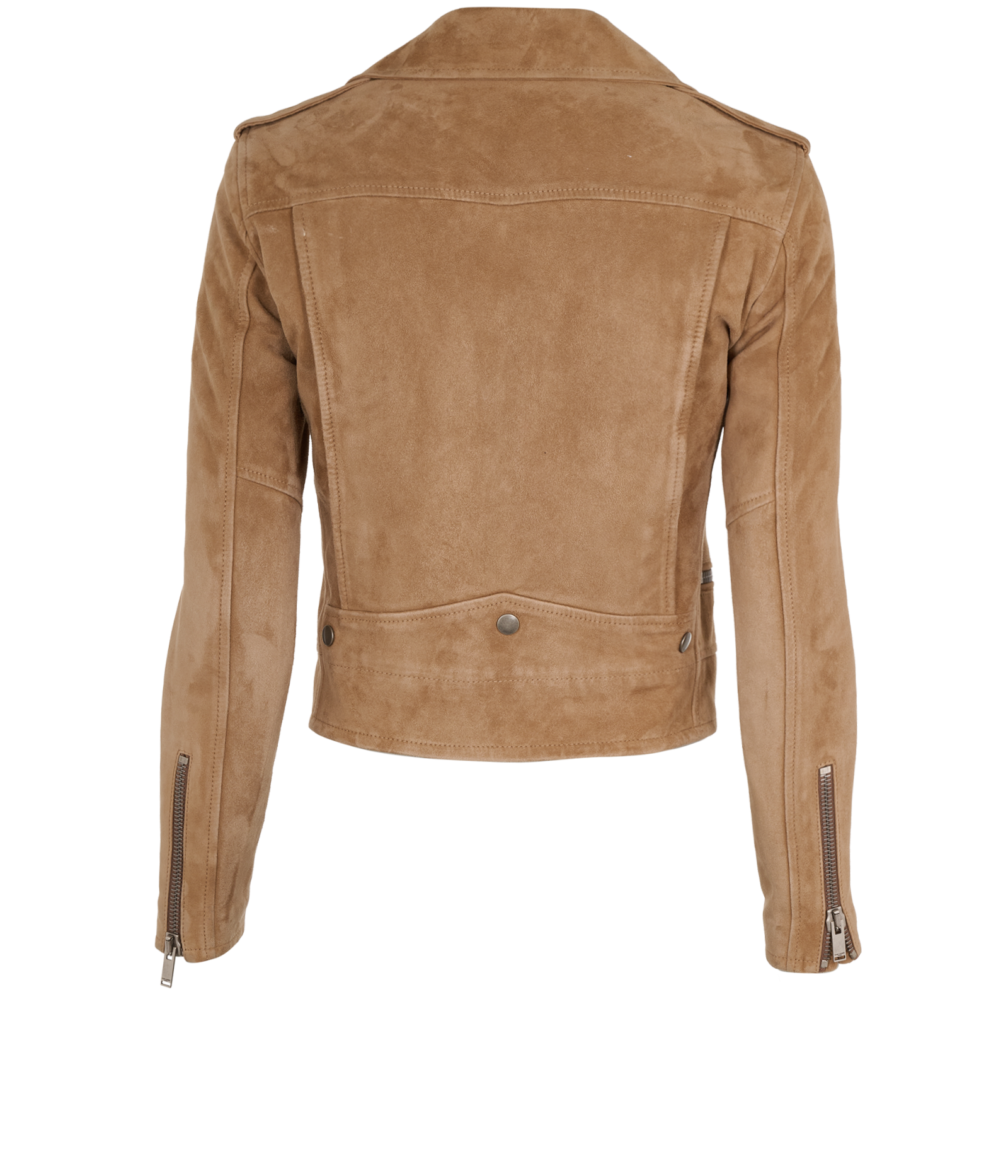 Saint Laurent L1 Biker Jacket, &pound;650, Clothing, Beige, Suede, Back view