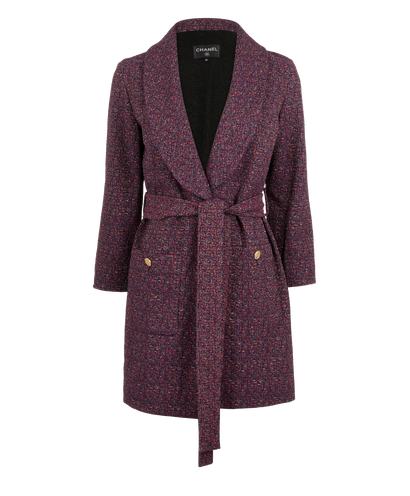 Chanel Metallic Tweed Wrap Jacket, &pound;1,200, Clothing, Blue/Purple, Nylon/Tweed, Front view
