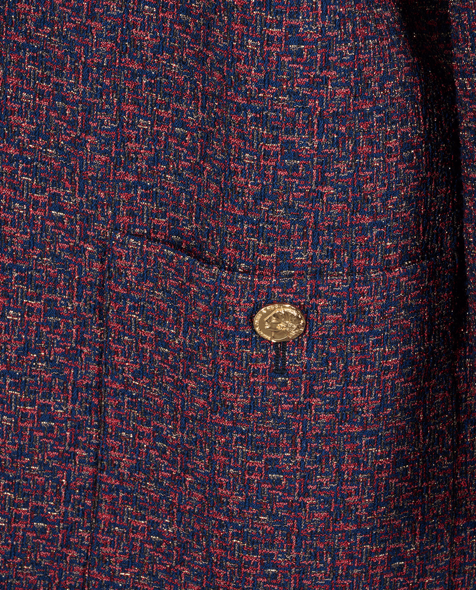 Chanel Metallic Tweed Wrap Jacket, &pound;1,200, Clothing, Blue/Purple, Nylon/Tweed, Other view