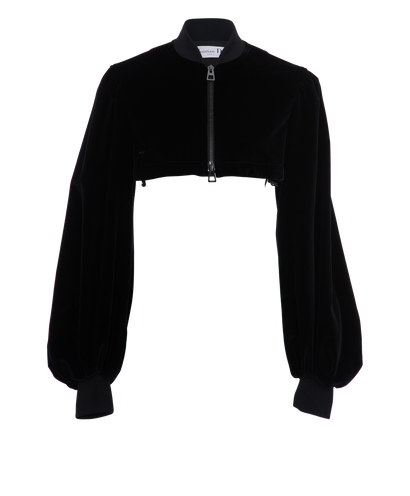 Christian Dior Cropped Bomber Jacket, &pound;450, Clothing, Black, Cotton, Front view