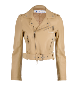 Off-White Biker Jacket, Leather, Beige, UK6, 2*