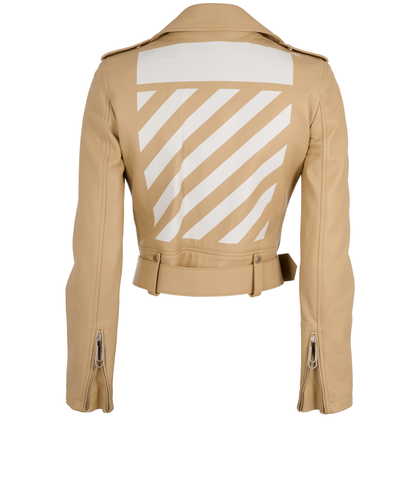 Off-White Biker Jacket, &pound;750, Clothing, Beige, Leather, Back view