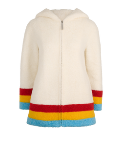 Burberry Striped Zip-Up Jacket, Acrylic/Poly, White, UK 2, 3*