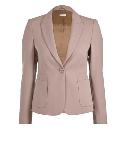 Miu Miu Single-Vent Blazer, &pound;220, Clothing, Taupe, Wool, Front view