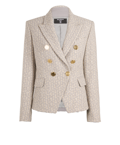 Balmain Sequins  Printed Blazer, &pound;695, Clothing, Cream/Grey, Wool, Front view