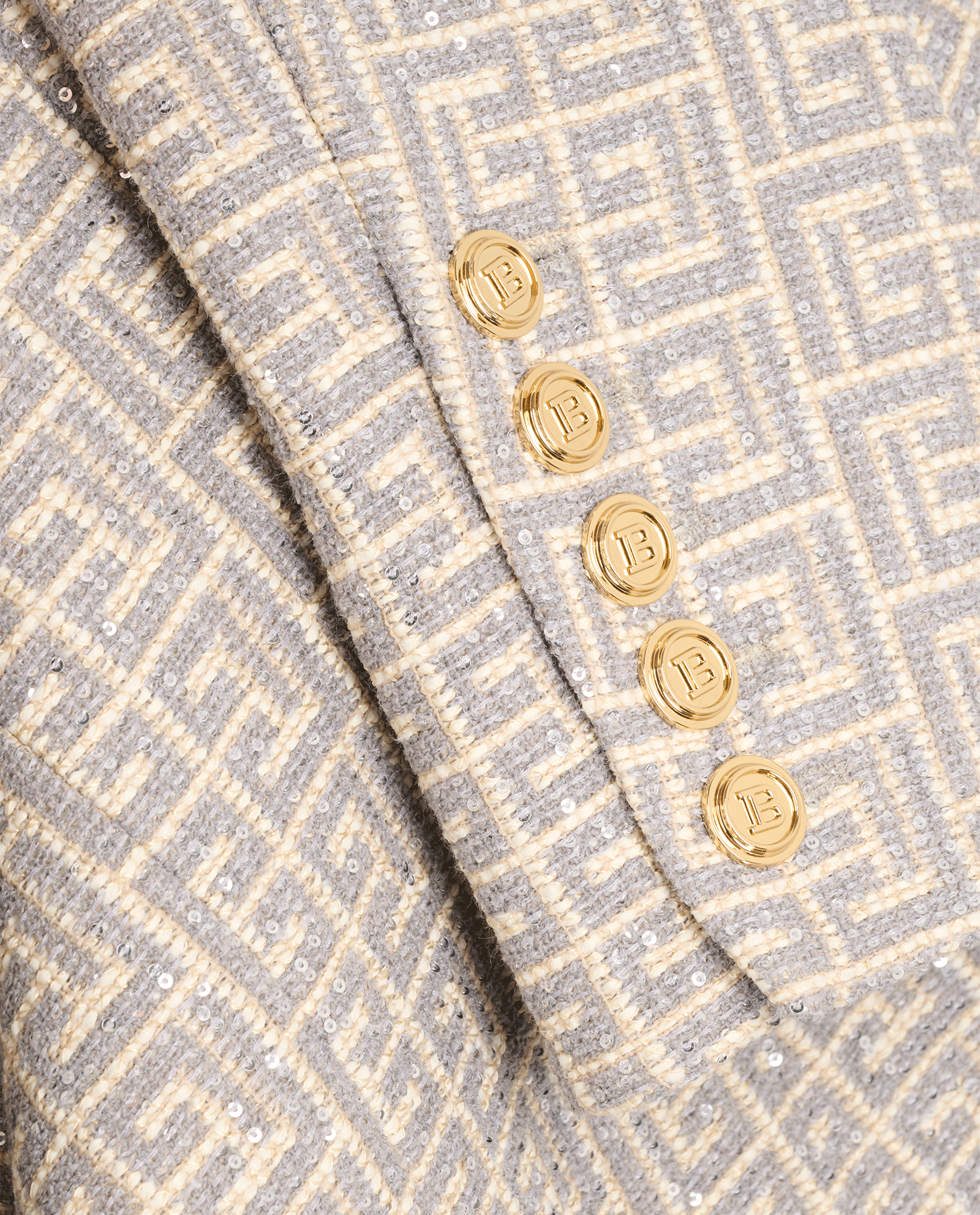 Balmain Sequins  Printed Blazer, &pound;695, Clothing, Cream/Grey, Wool, Other view