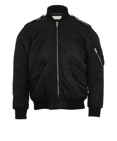 Saint Laurent Bomber Jacket, &pound;450, Clothing, Black, Polyester (Polymer), Front view
