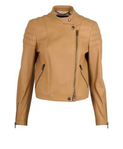 Coach Biker Jacket, &pound;190, Clothing, Beige, Leather, Front view
