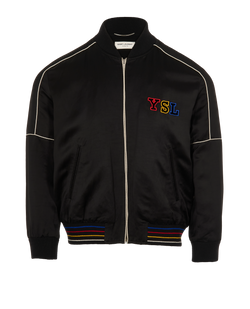 Saint Laurent YSL Logo Bomber Jacket,Mens, Viscose, Black, Sz M, 2*