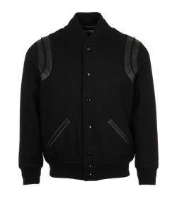 Saint laurent Varsity Jacket, Mens, Wool, Black, Sz M, 2*
