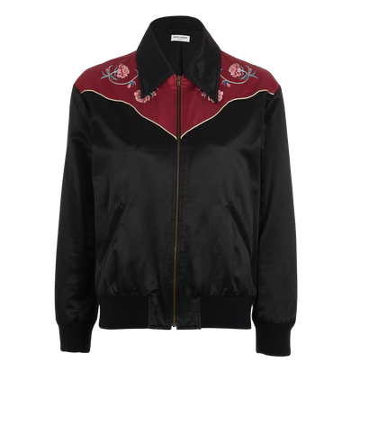 Saint Laurent Roses Jacket, &pound;320, Clothing, Black, Cotton, Front view