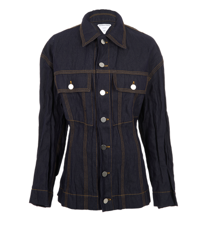 Bottega Veneta Crinkled Denim Jacket, &pound;350, Clothing, Blue, Cotton, Front view