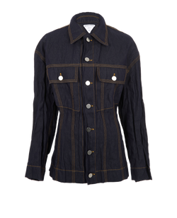 Bottega Veneta Crinkled Denim Jacket, Cotton, Blue, UK8, 2*