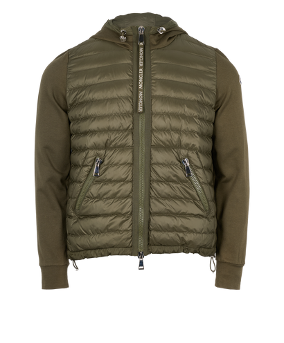Moncler Padded Zip-Up Jacket, &pound;350, Clothing, Khaki, Cotton/Down Feathers, Front view