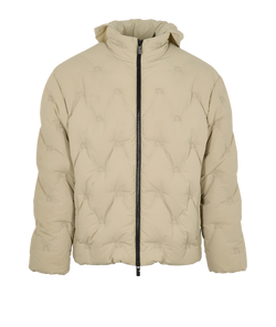 Burberry Embroidered Knight Puffer Jacket, Mens,Down/Feather,Beige,Sz L,1*