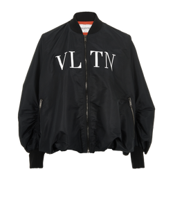 Valentino VLTN Bomber Jacket, Poly, Black, UK14, 3*