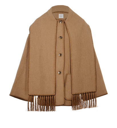 Toteme Embroidered Scarf Jacket, &pound;420, Clothing, Tan, Wool, Front view