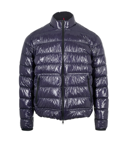 Moncler Agar Jacket, &pound;350, Clothing, Navy, Down Feathers, Front view