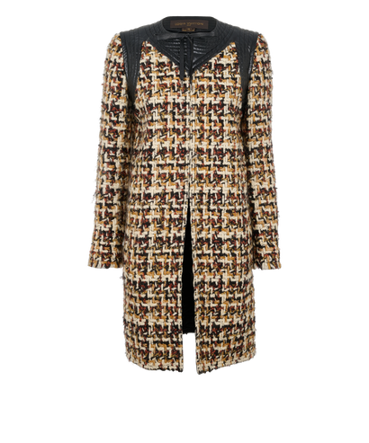 Louis Vuitton Tweed & Trimmed Long Jacket, &pound;450, Clothing, Beige/Black/Cream, Wool, Front view