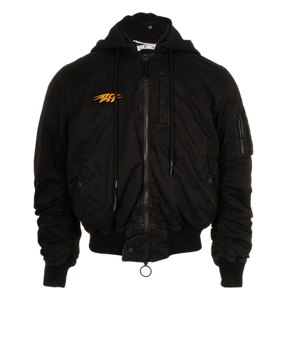 Off White Bomber Jacket, &pound;295, Clothing, Black, Cotton, Front view