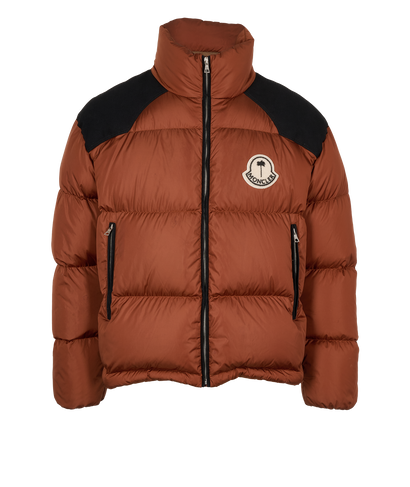 Moncler X Palm Angels Nevin Puffer, &pound;850, Clothing, Brown, Down Feathers, Front view