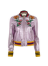 Gucci Floral Embroidered Metallic Bomber Jacket, &pound;695, Clothing, Purple, Lambskin Leather, Front view