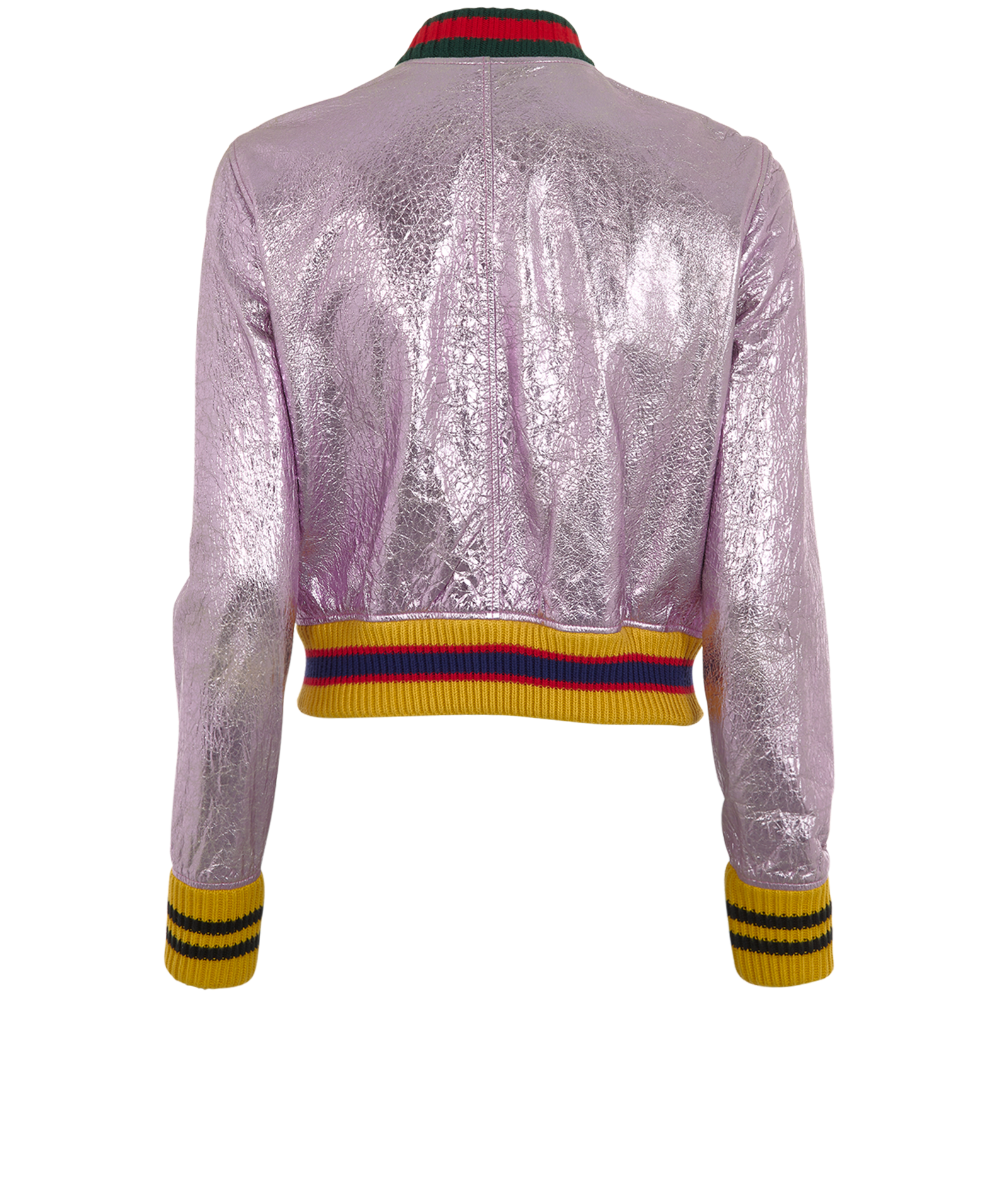 Gucci Floral Embroidered Metallic Bomber Jacket, &pound;695, Clothing, Purple, Lambskin Leather, Back view
