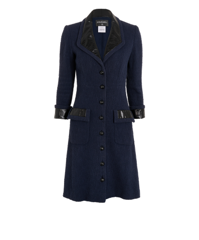 Chanel Boucle Long Jacket, &pound;750, Clothing, Blue, Cotton, Front view