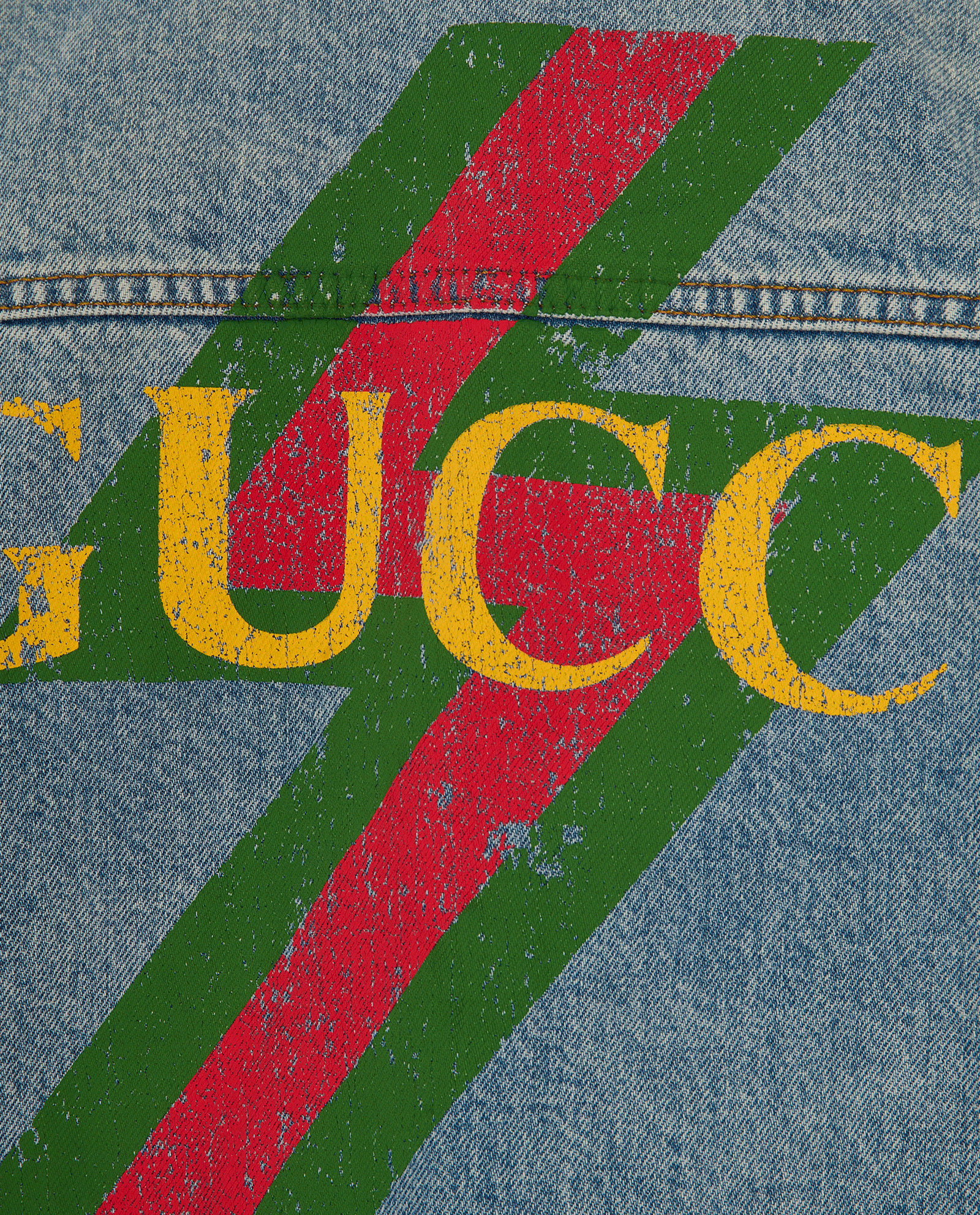 Gucci Logo Print Washed Cropped Jacket, &pound;450, Clothing, Blue, Cotton, Other view