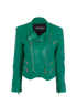 Balmain Biker Jacket, &pound;550, Clothing, Green, Lambskin Leather, Front view