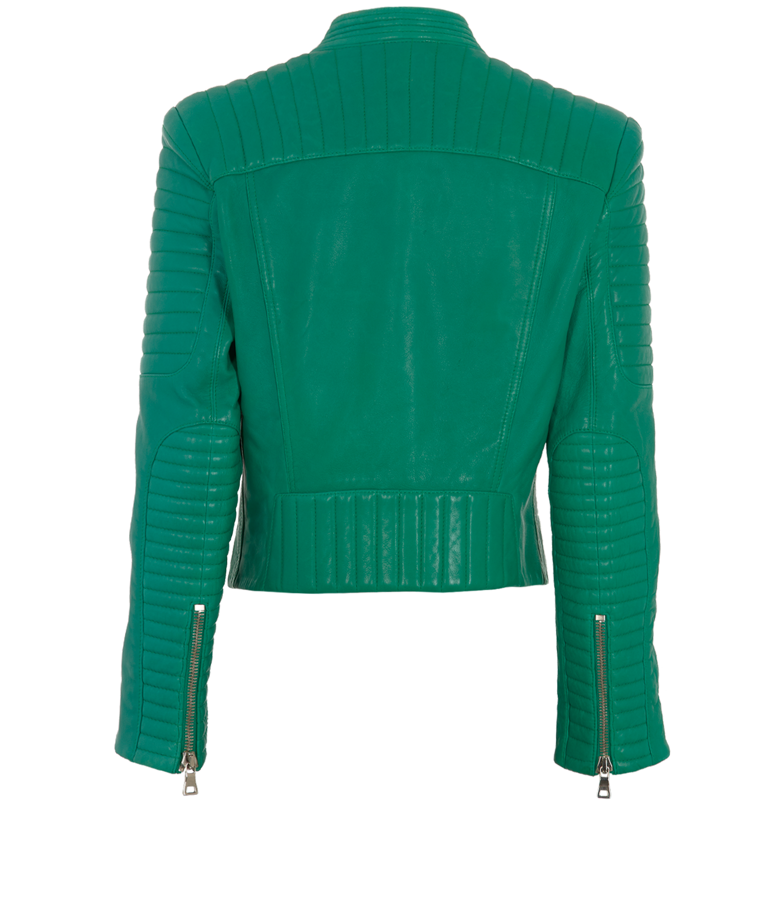 Balmain Biker Jacket, &pound;550, Clothing, Green, Lambskin Leather, Back view