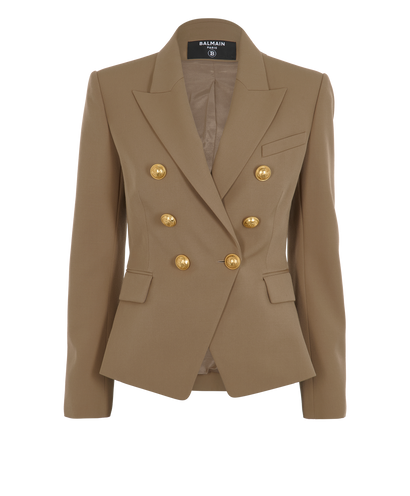 Balmain Double-Breasted Blazer, &pound;550, Clothing, Tan, Wool, Front view