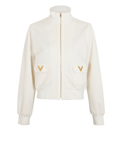 Valentino V Bomber Jacket, &pound;450, Clothing, Cream, Polyester (Polymer), Front view