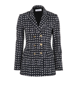 Max Mara Star Print Blazer, Cotton, Blue/White, UK10, 2*
