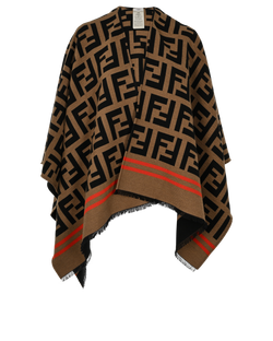 Fendi FF Cape, Wool, Brown, One Size, 2*