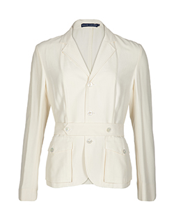 Ralph Lauren Belted Blazer Jacket, Silk, Cream, UK 12