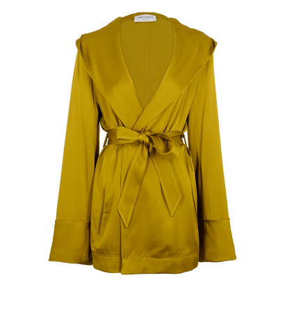 Saint Laurent 2023 Hooded Wrap Jacket, £750, Clothing, Yellow, Acetate/Viscose, Front view