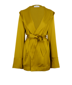 Saint Laurent 2023 Hooded Wrap Jacket, Acetate/Viscose, Yellow, UK 10, 3*